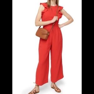 NWT J. Crew Red Sleeveless Ruffle Jumpsuit